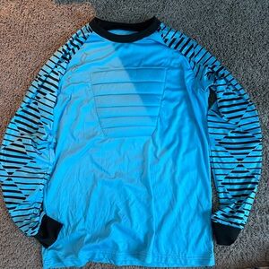 Amazon Kids Blue and Black Striped Long Sleeve Goalie Shirt